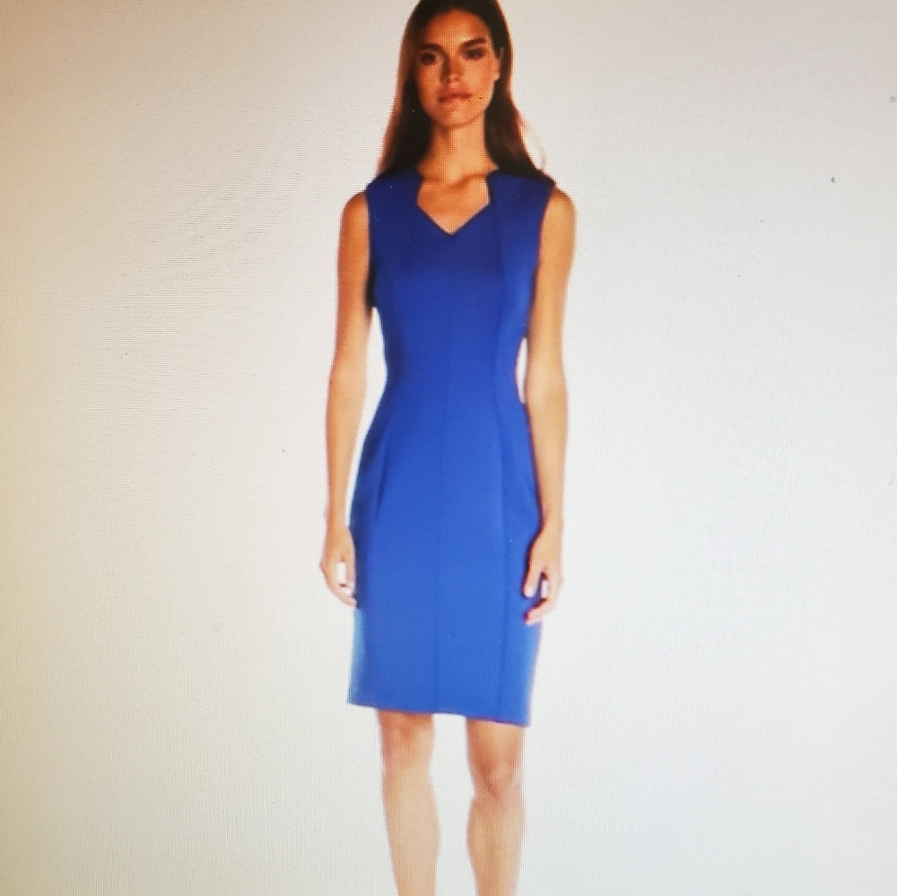 Calvin Klein Sheath V-Neck scuba notch dress